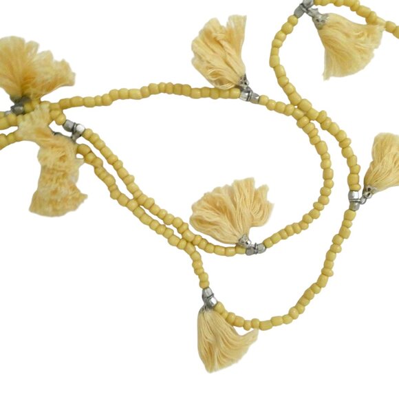 Yellow beads & tassels long Boho necklace - Picture 3 of 3